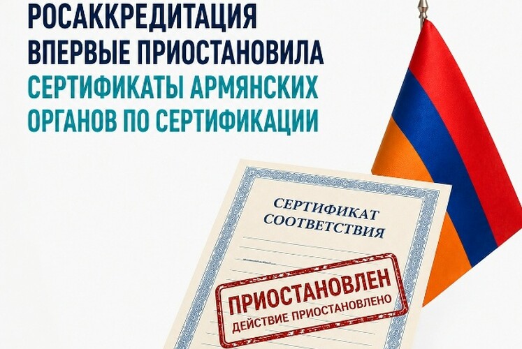 Росаккредитация впервые приостановила действие сертификатов армянских органов по сертификации